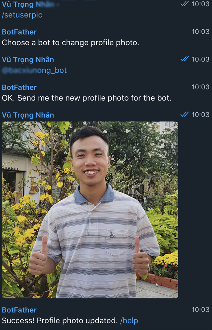 Bước 2: Set quyền cho Telegram Bot