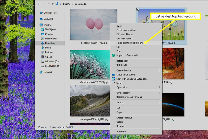Thay đổi hình nền Windows 10 của bạn bằng cách nhấp chuột phải vào hình ảnh