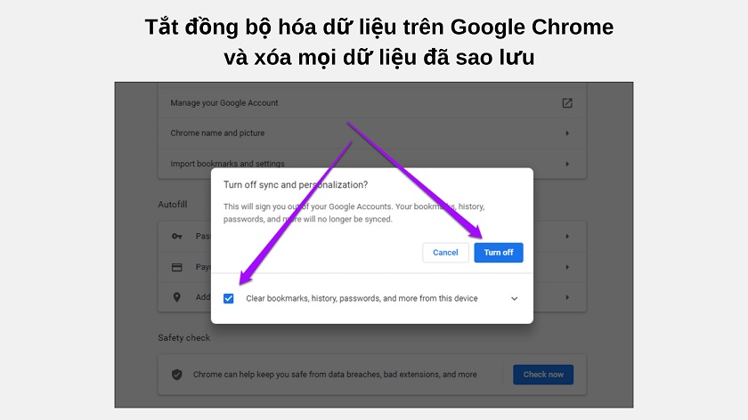 Cách xoá đồng bộ hoá Google Chrome