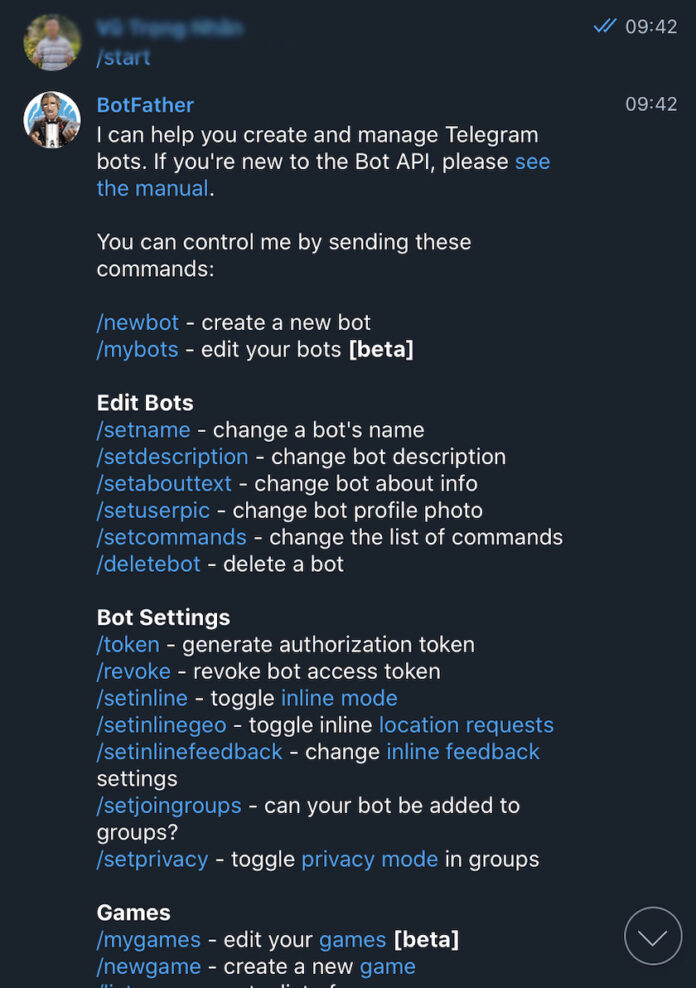 Tạo Telegram bot với Bot Father