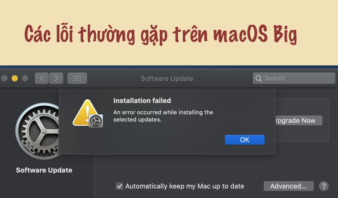 Các lỗi thường gặp trên macOS Big Sur