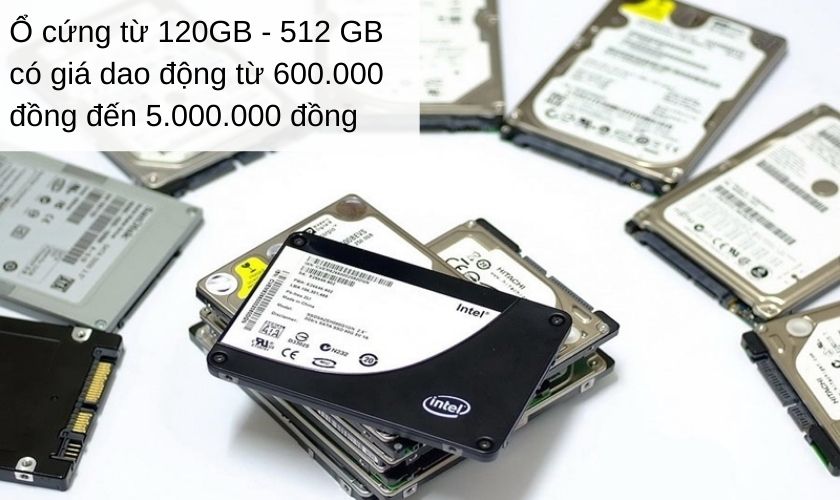 Giá ổ cứng SSD dao động 600.000 VNĐ đến hàng triệu đồng (tuỳ chất lượng, dung lượng)