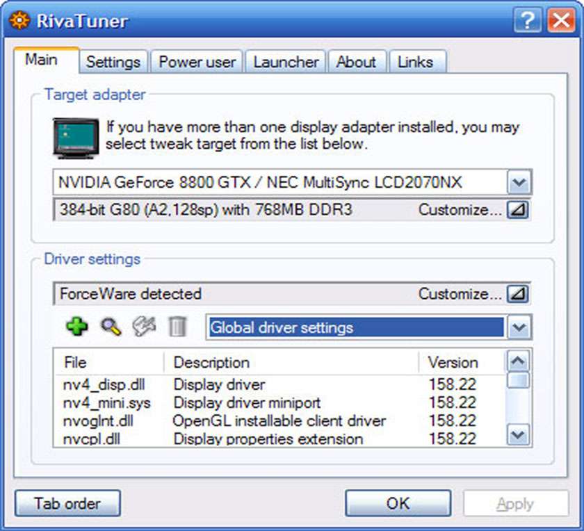 Phần mềm ép xung CPU RivaTuner - hỗ trợ trình điều khiển NVIDIA