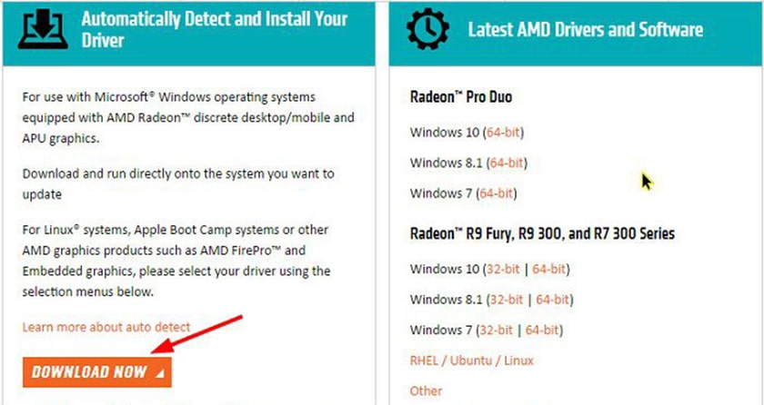 Cách tải driver card màn hình của AMD