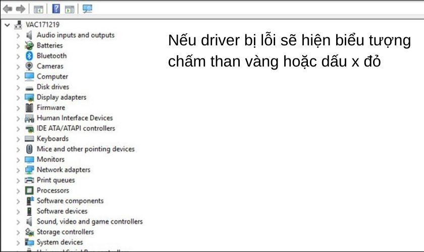Kiểm tra driver bằng Windows Device Manager