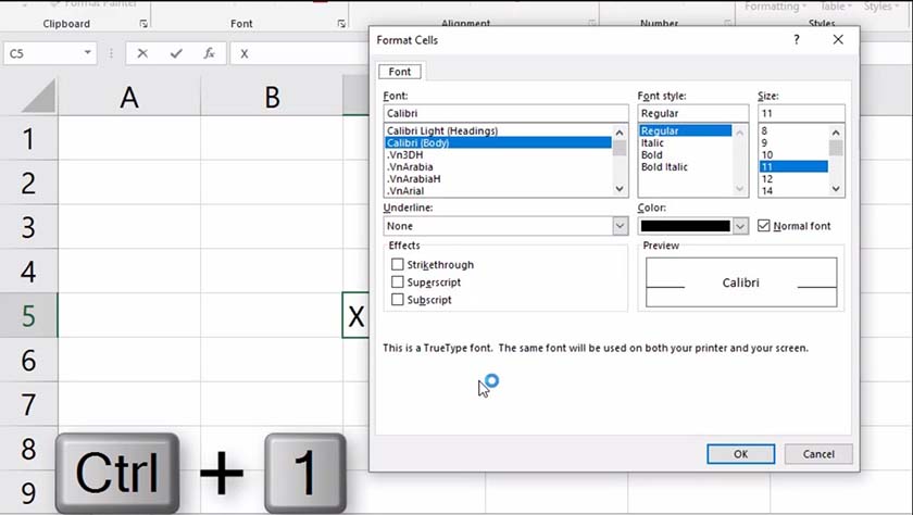 Cách viết số mũ trong Excel bằng Format Cells