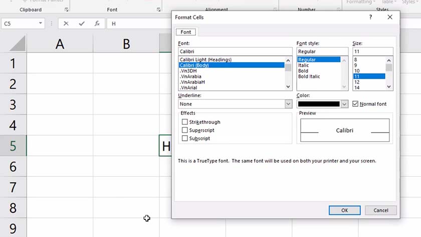 Cách viết số mũ trong Excel dưới bằng Format Cells