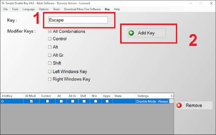 Sử dụng phần mềm Simple Display Key để khóa bàn phím laptop Dell