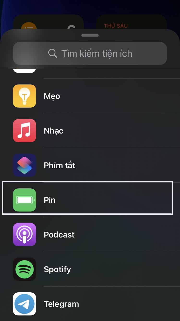 Kiểm tra pin Airpods bằng Widget trên iOS 14, chọn widget pin