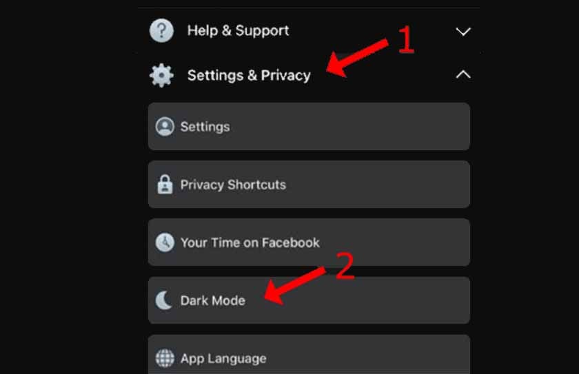 Cách bật chế độ tối trên facebook rên iOS