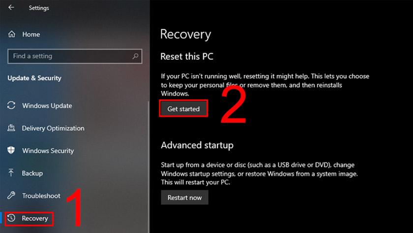 Cách khôi phục Windows 10 quay về trạng thái ban đầu