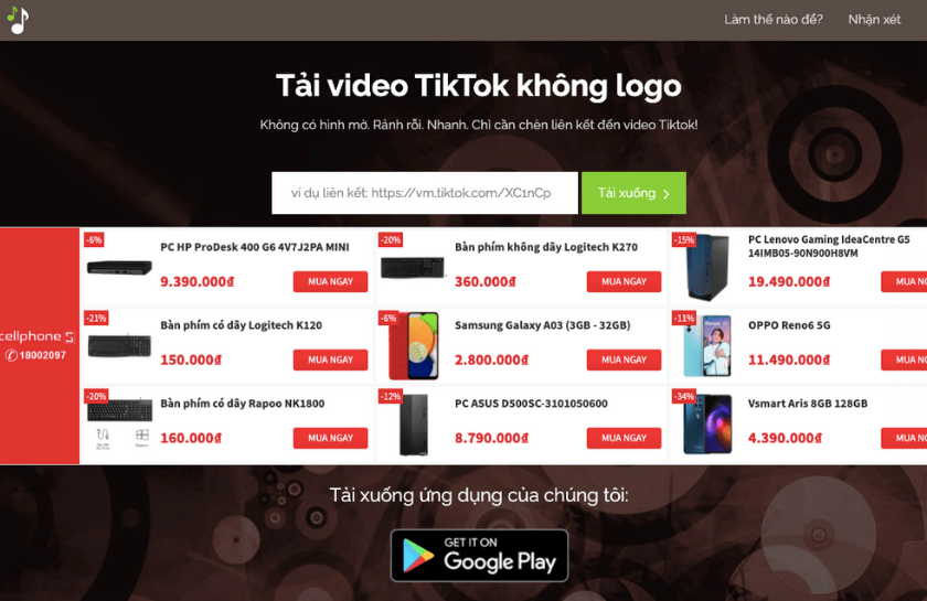 Download video Tiktok không có ID với website Tiktok Downloader