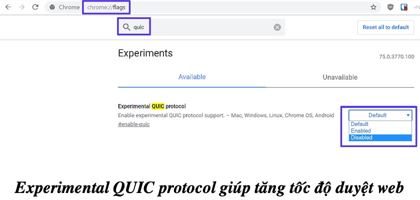 Experimental QUIC protocol