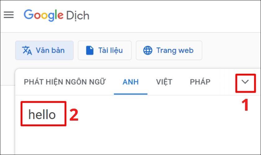 lựa chọn ngôn ngữ muốn google đọc