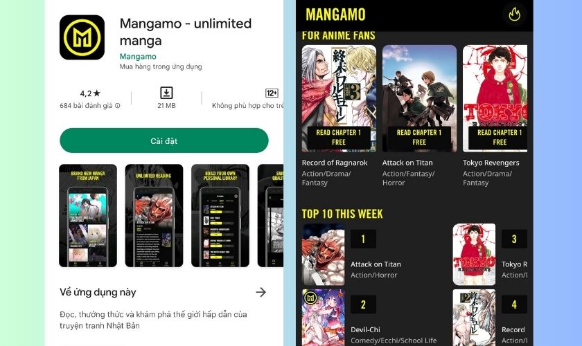 ứng dụng mangamo