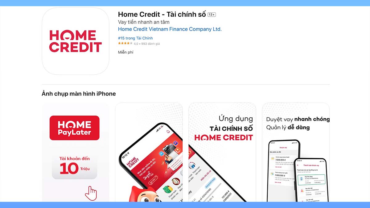 Cách vay tiền online Home Credit