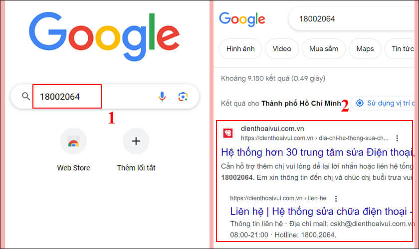 Kiểm tra thông tin số điện thoại bằng Google