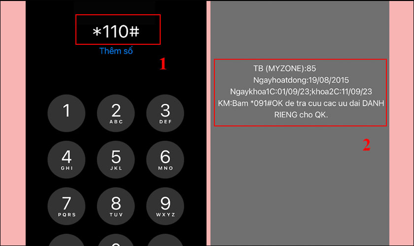Nhập mã USSD để kiểm tra số điện thoại