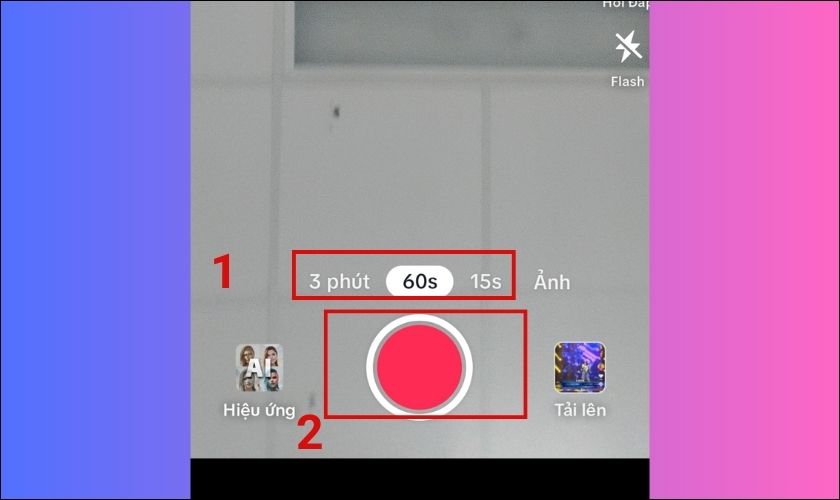 Bấm nút tròn màu đỏ để tiến hành quay video TikTok