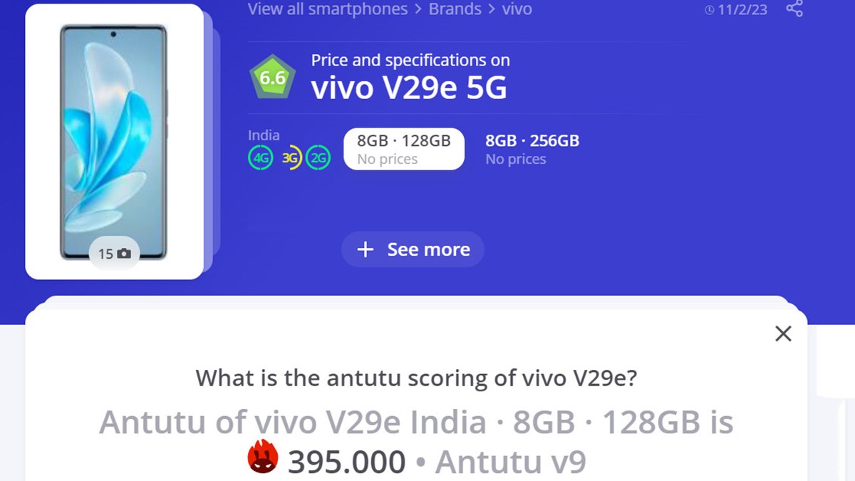 Điểm Antutu của Vivo V29e bao nhiêu?