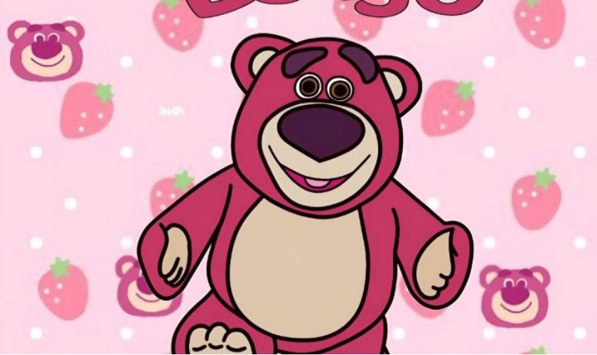 Hình nền chú gấu dâu màu hồng siêu cute cho máy tính