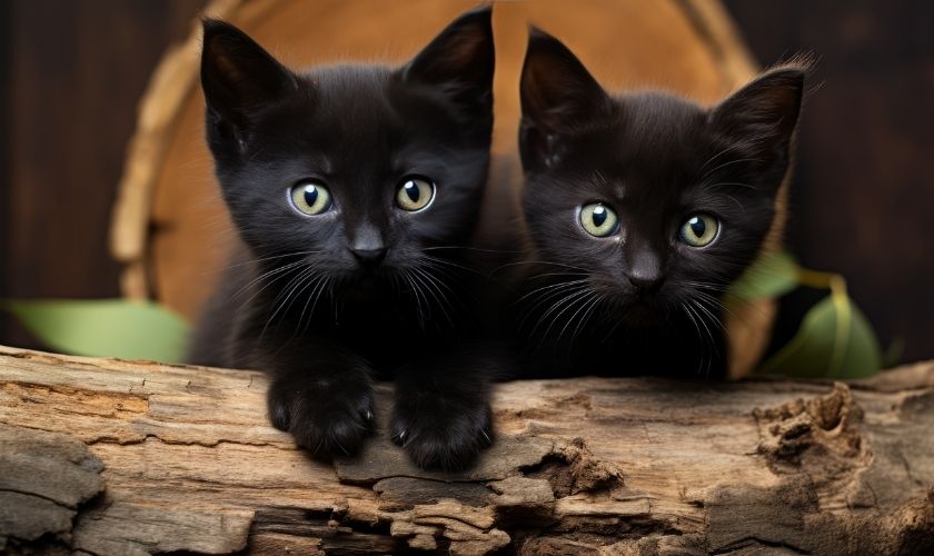 Ảnh nền hai chú mèo con với lông đen dễ thương nhất 