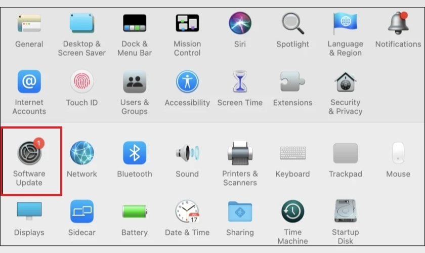 Nhấp vào Software Updates để xem bản cập nhật macOS mới nhất