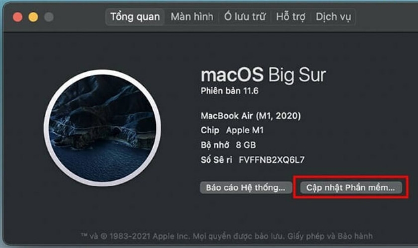 Cập nhật macOS để khắc phục MacBook sạc không vào pin