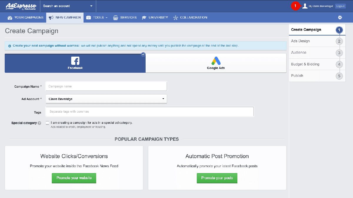 Phần mềm hỗ trợ bán hàng Facebook AdEspresso